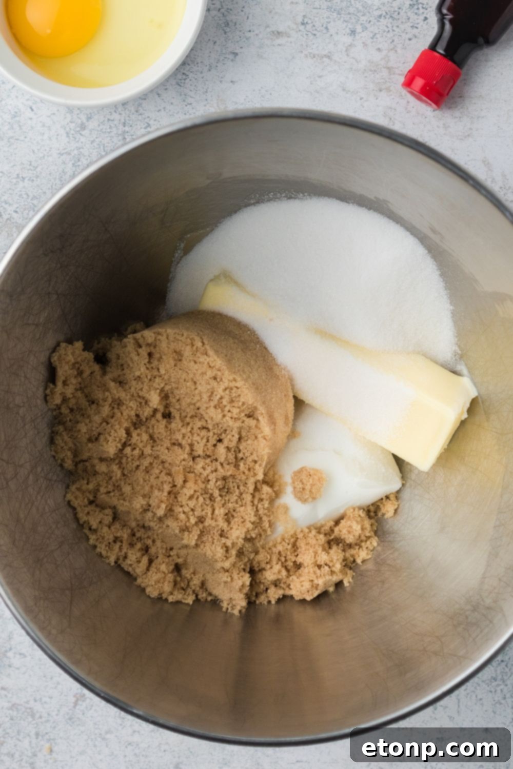 Frightfully Delicious Peanut Butter Spider Cookies 8 brown sugar, granulated sugar, and butter in a mixing bowl