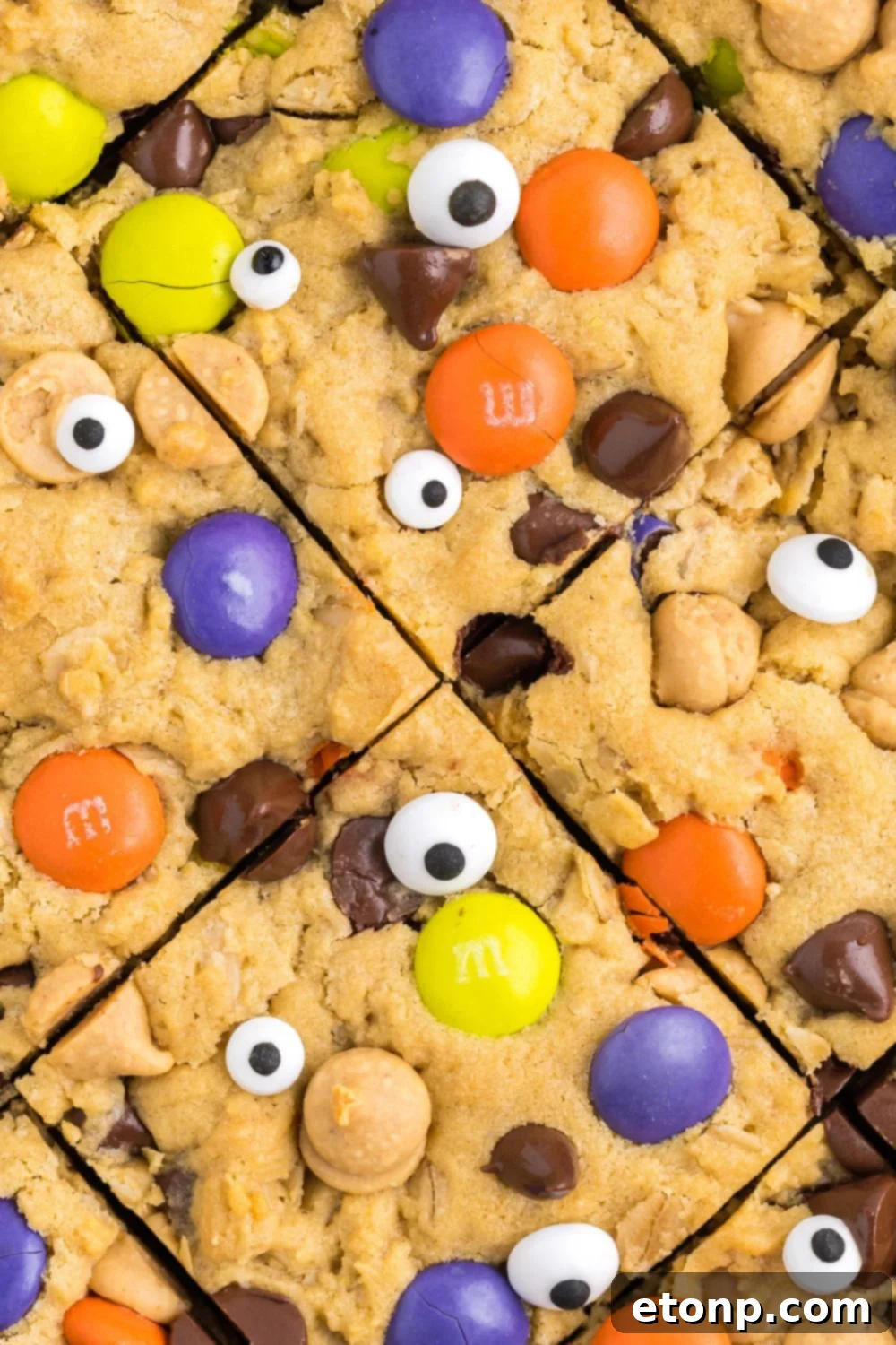 overhead shot of cookie bars cut into squares