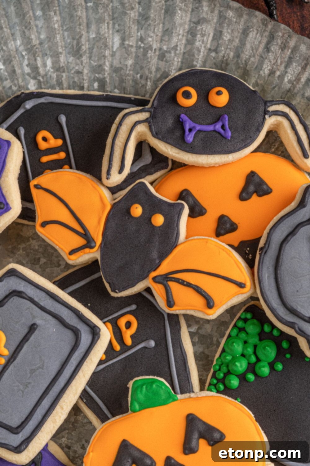plate of halloween cookies spread out 