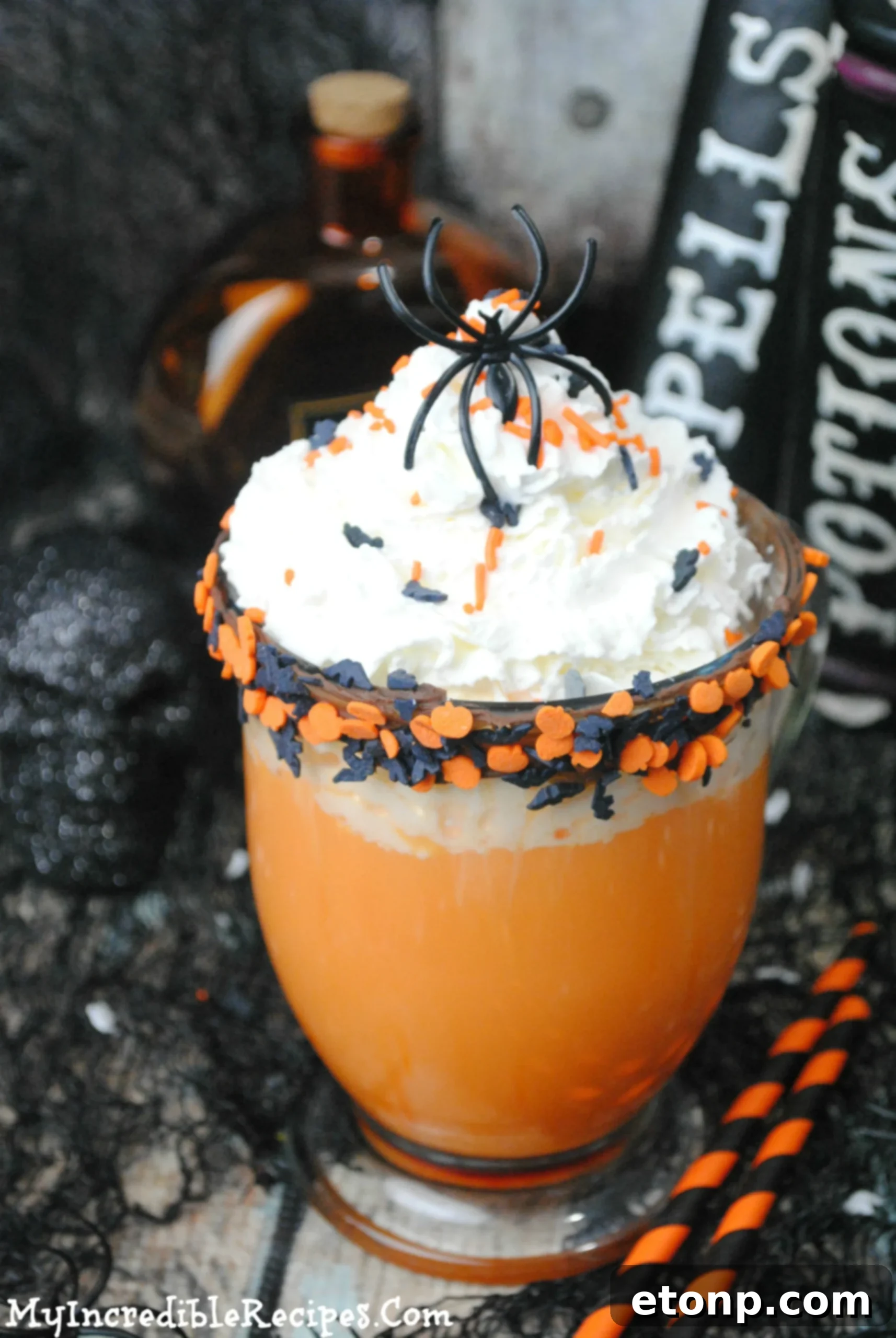 The Ultimate Slow Cooker Halloween Hot Chocolate 8 Full spread of Halloween hot chocolate with various toppings