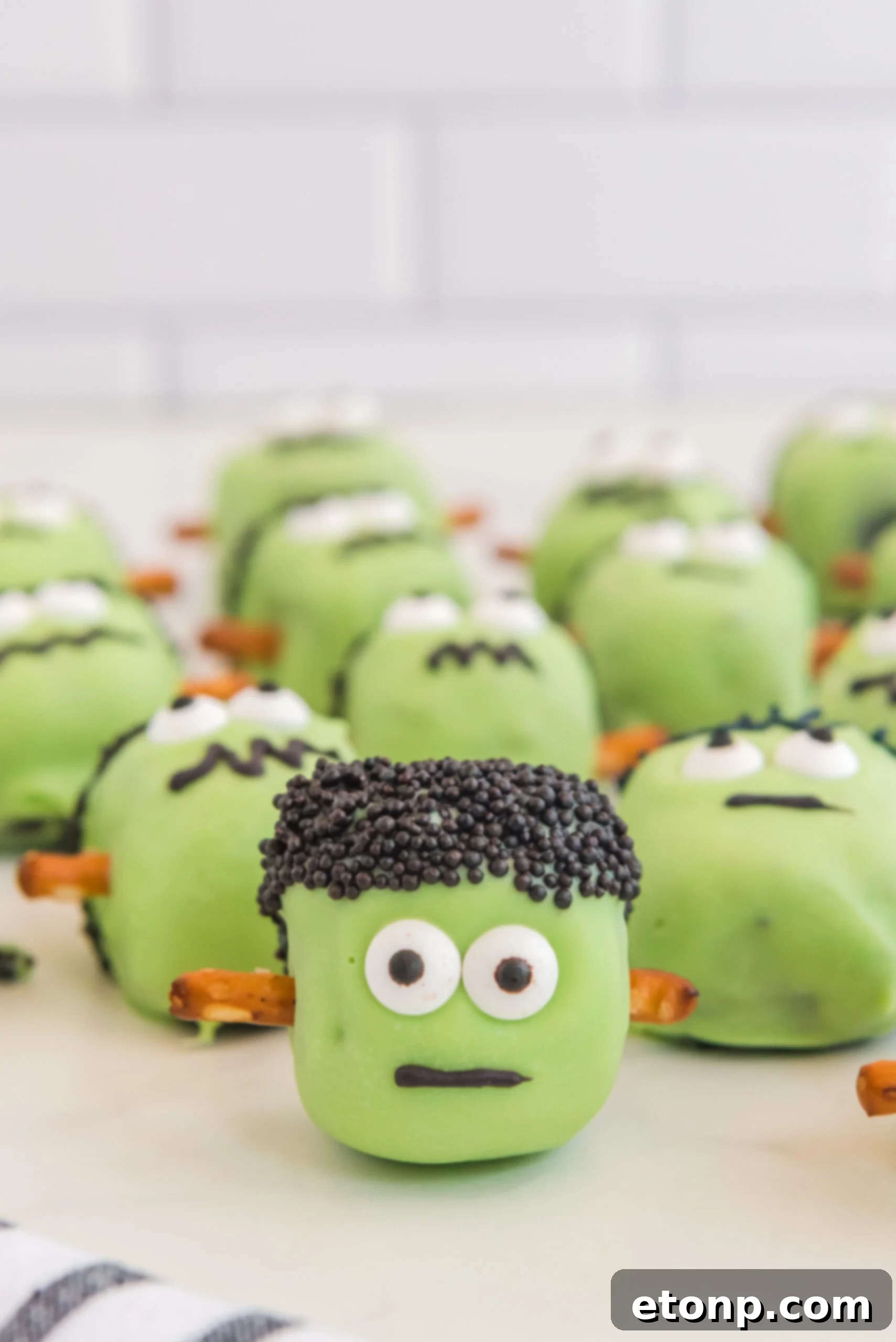 Frankenstein Oreo Balls on table