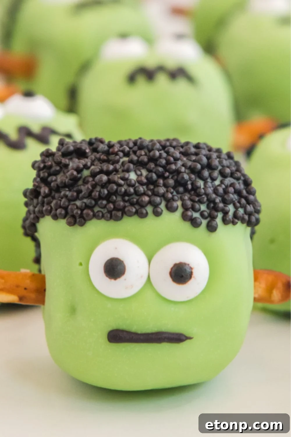 frankenstein Oreo ball on counter