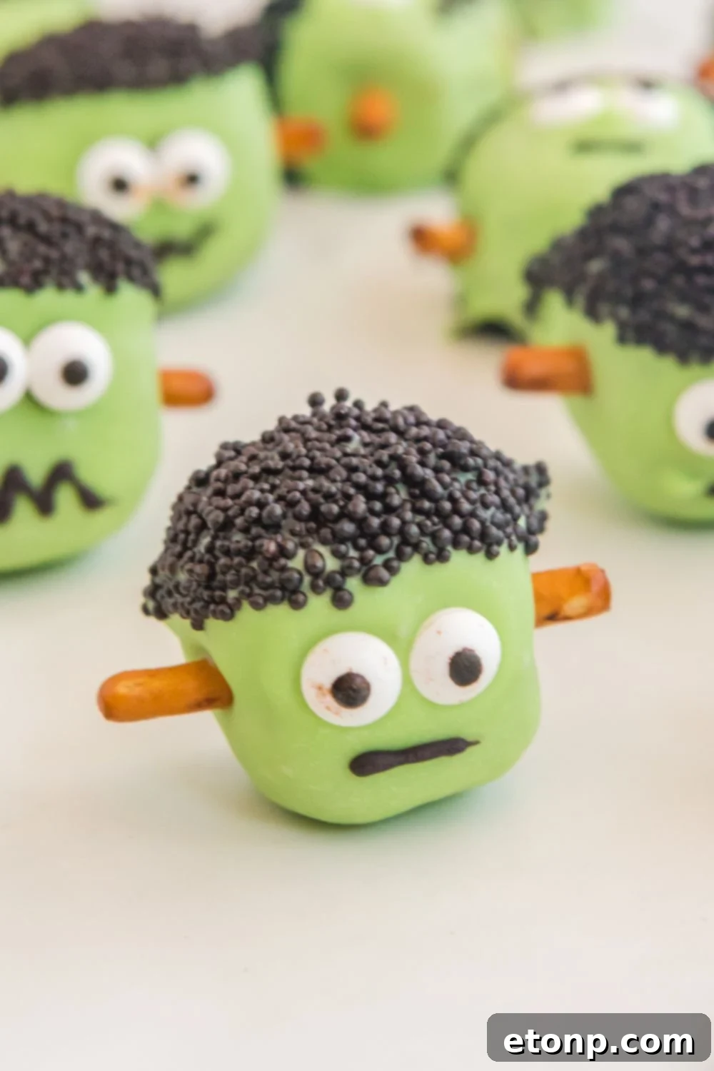 Oreo frankenstein treats on a table