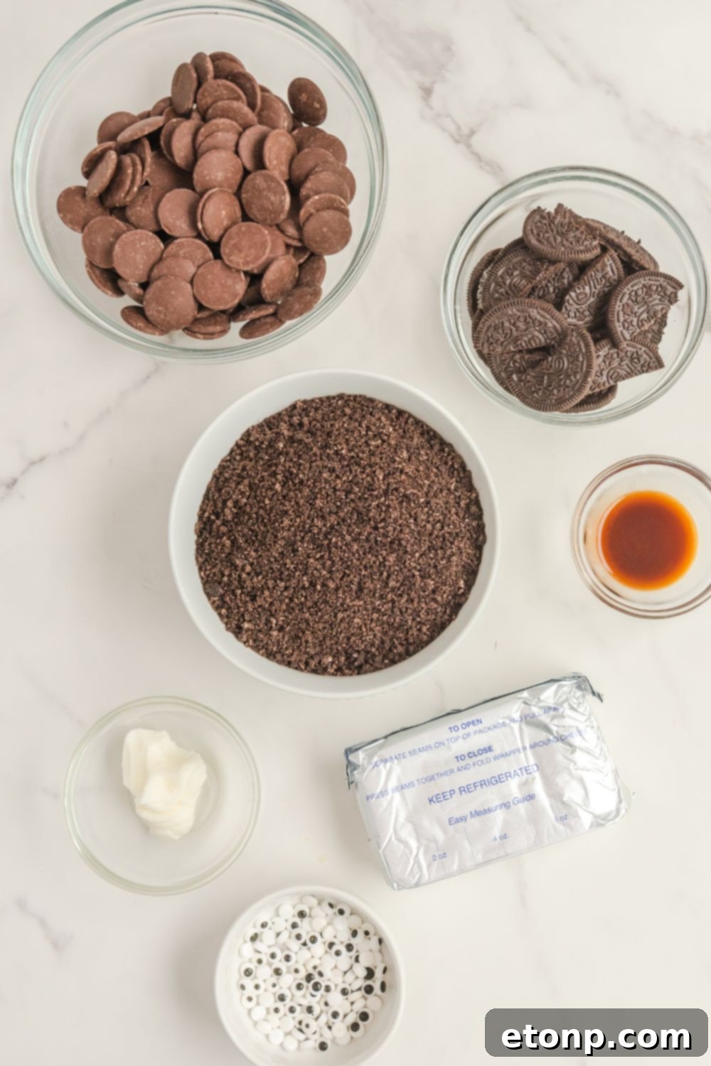 Ingredients for making Bat Oreo Truffles laid out on a table