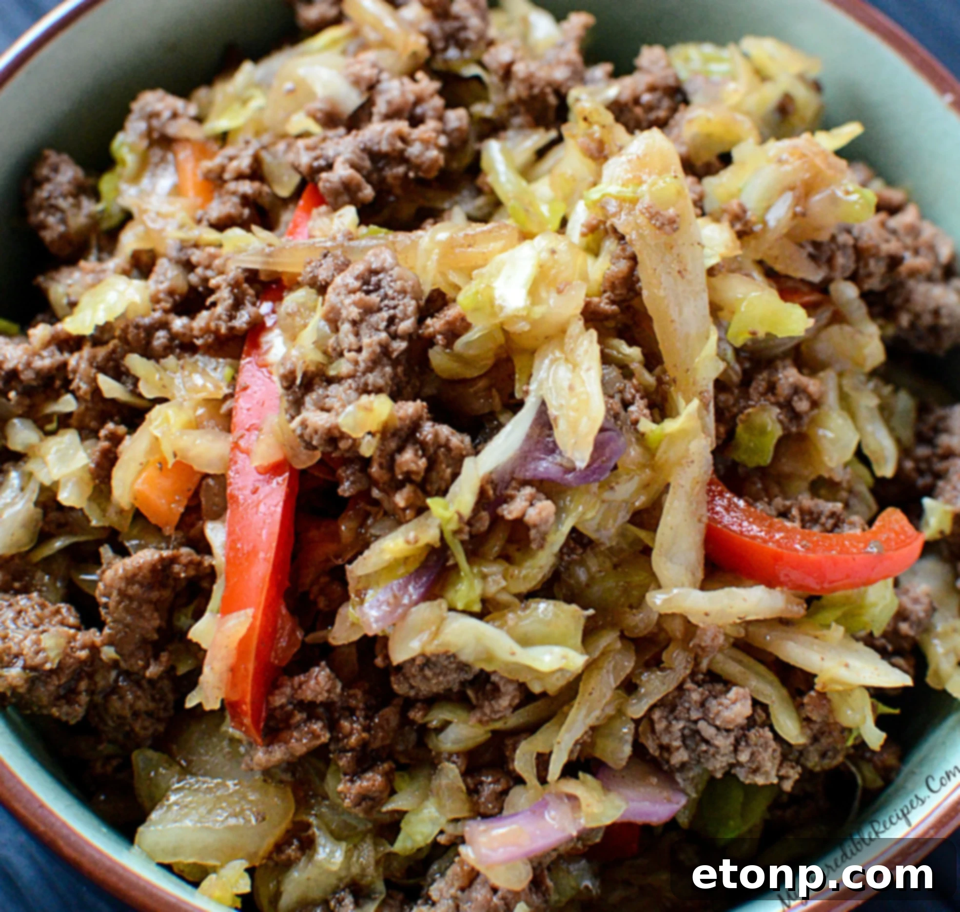 Delicious Asian Beef and Cabbage Stir Fry ready to be served
