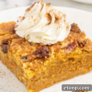 Pumpkin Streusel Cobbler 26 Pumpkin Dump Cake on plate with a dollop of whipped cream on top