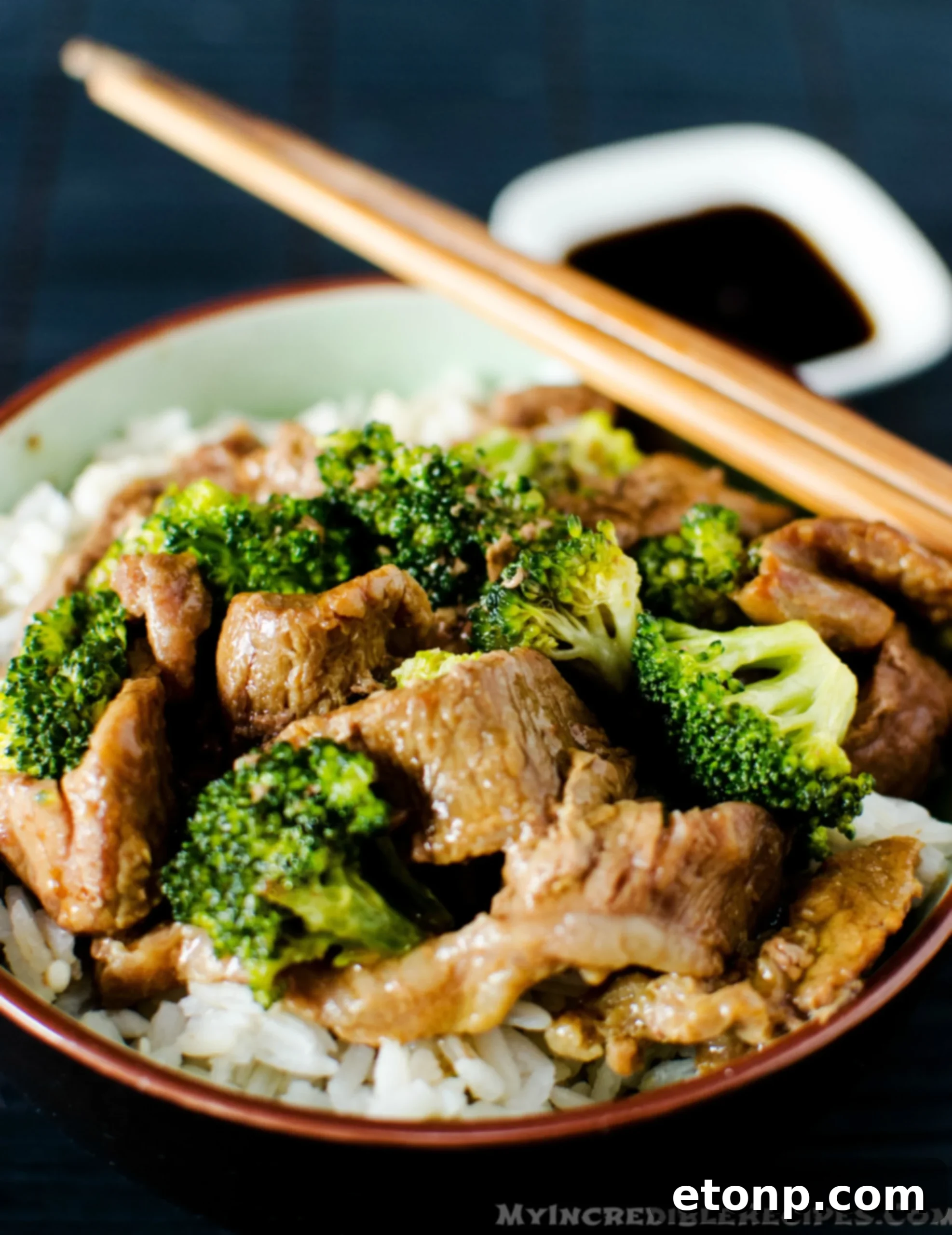 Plated Slow Cooker Beef and Broccoli