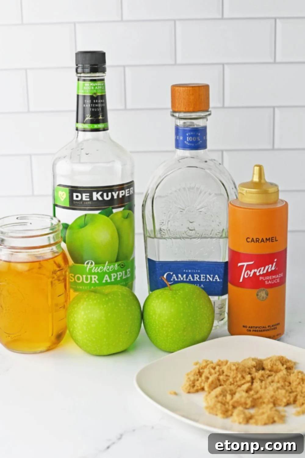 apple margarita ingredients on table