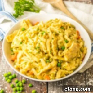 Crock Pot Chicken and Noodles in a bowl