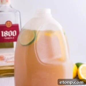 Gallon Margarita mixture in a milk jug