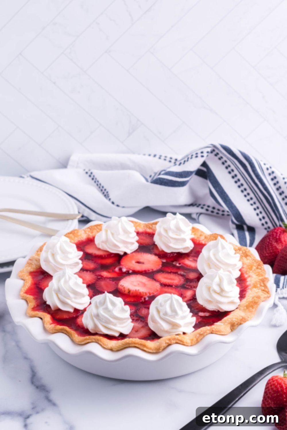 overhead shot of pie on table