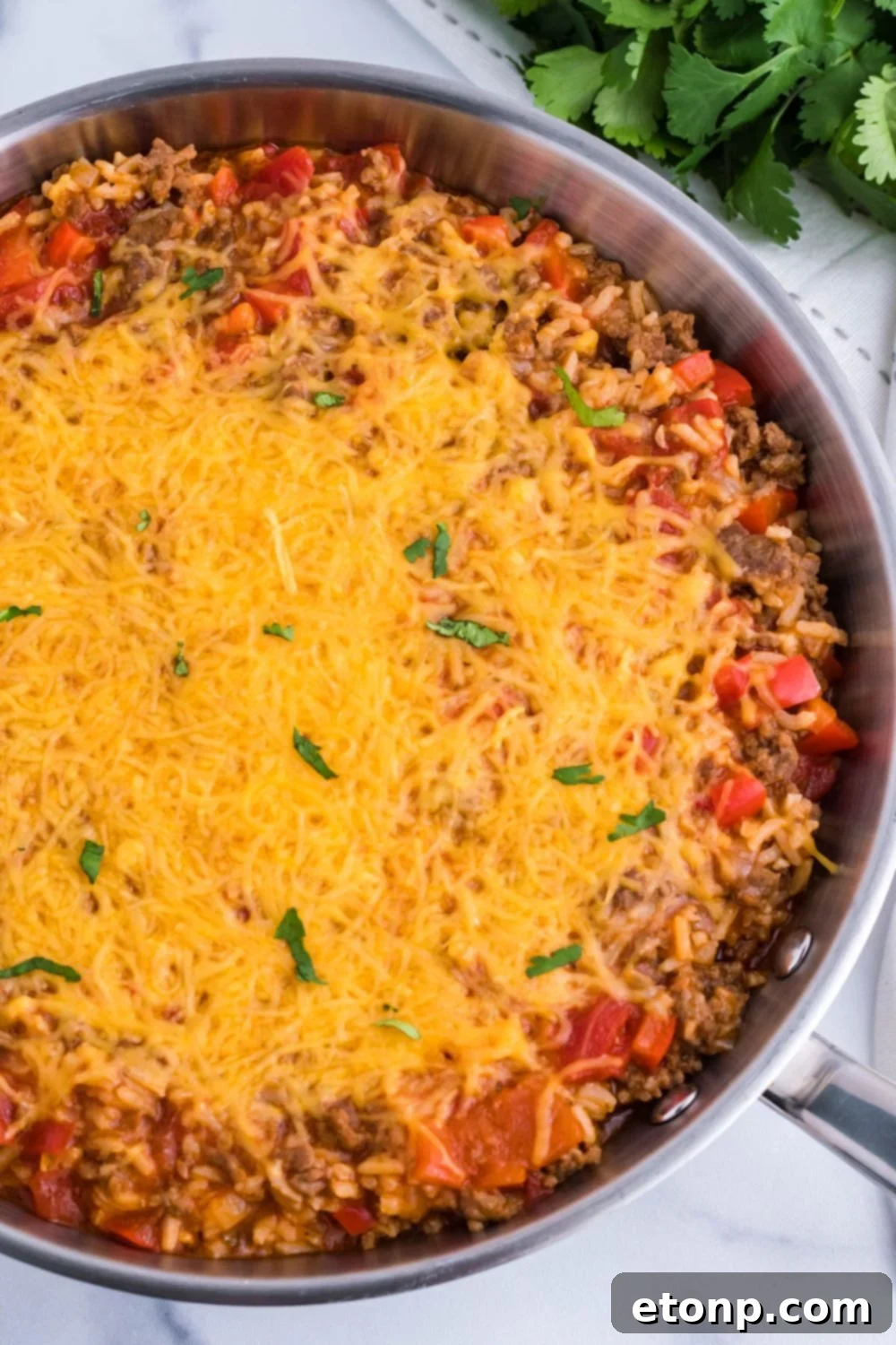 Stuffed Pepper Casserole in pan on table 