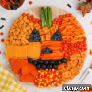 Pumpkin Charcuterie Board overhead shot so you can see the pumpkin