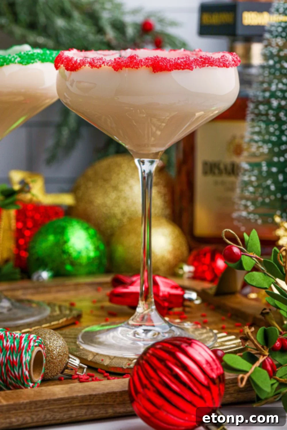 amaretto cocktails in glass on table