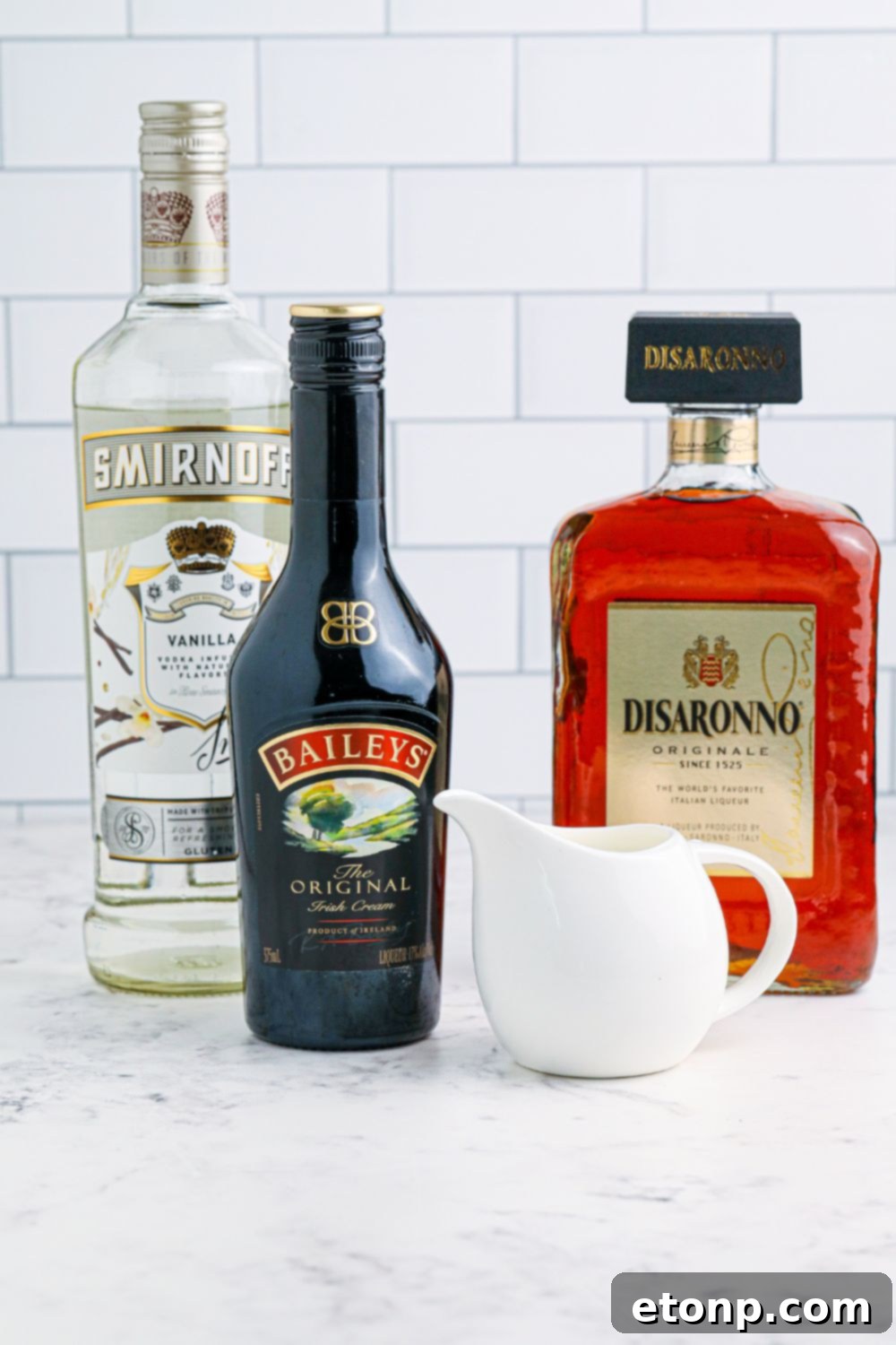bailey cocktail ingredients on table