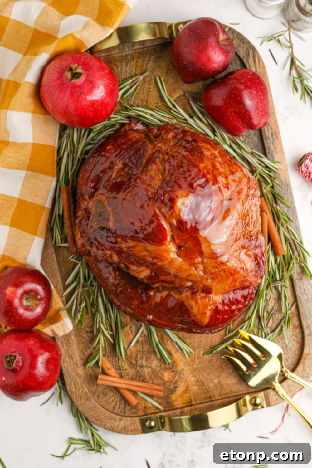 Dr. Pepper Glazed Ham 16 Dr. Pepper Ham before sliced sitting on cutting board
