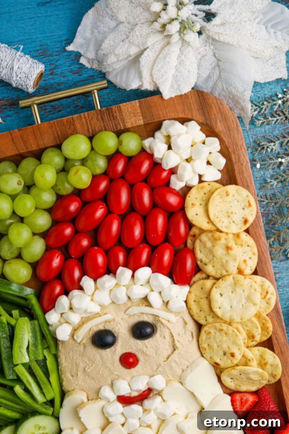 Another overhead shot of the Christmas board, emphasizing the vibrant colors and festive layout.