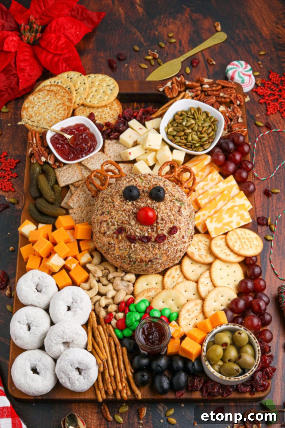 holiday cheese board and snacking tray 