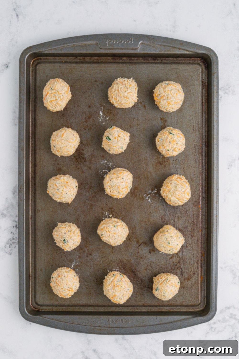 shaped cheeseballs on table 
