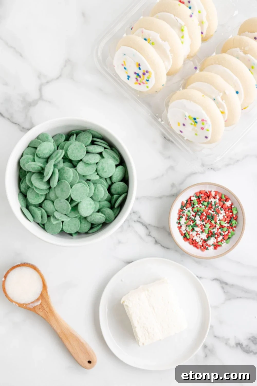 ingredients for truffles on marble counter