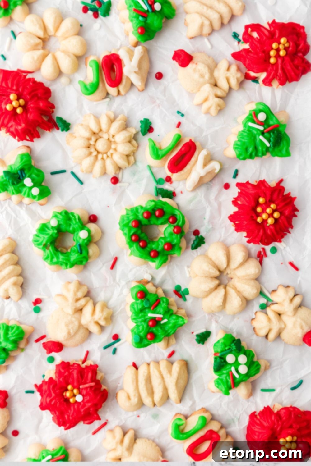 cookie press cookies on tray