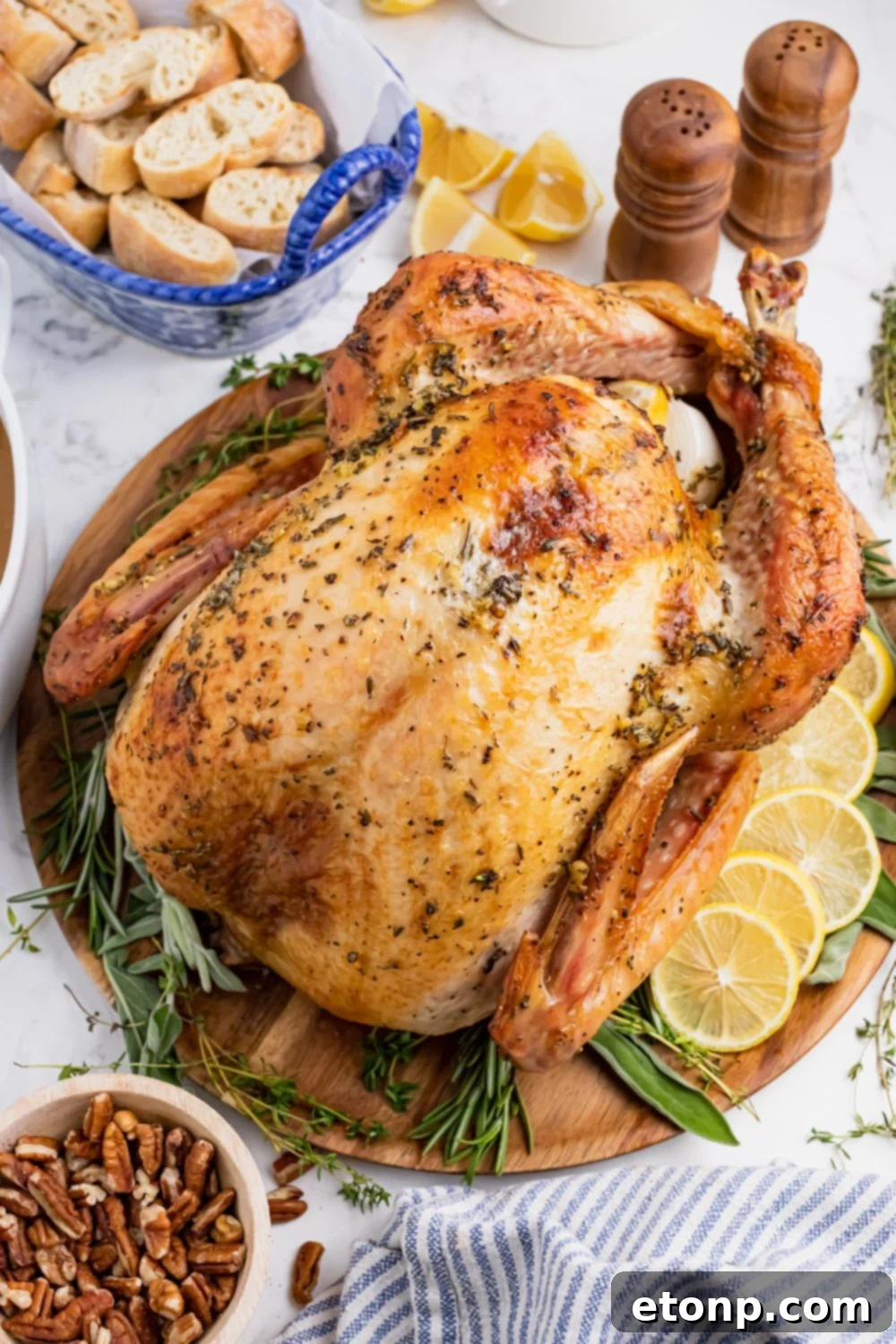 whole roasted turkey on table