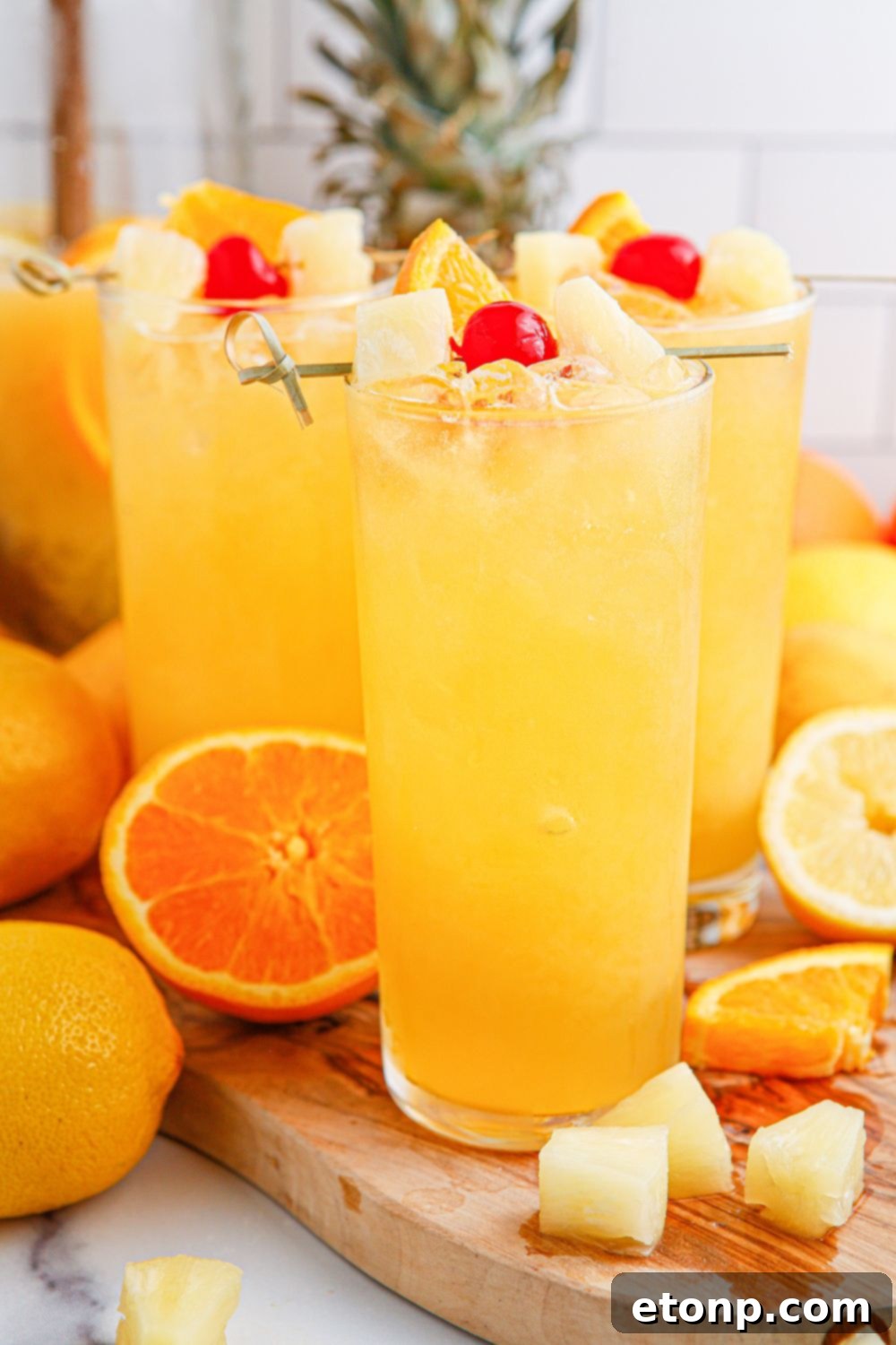 glasses of lemonade punch on table