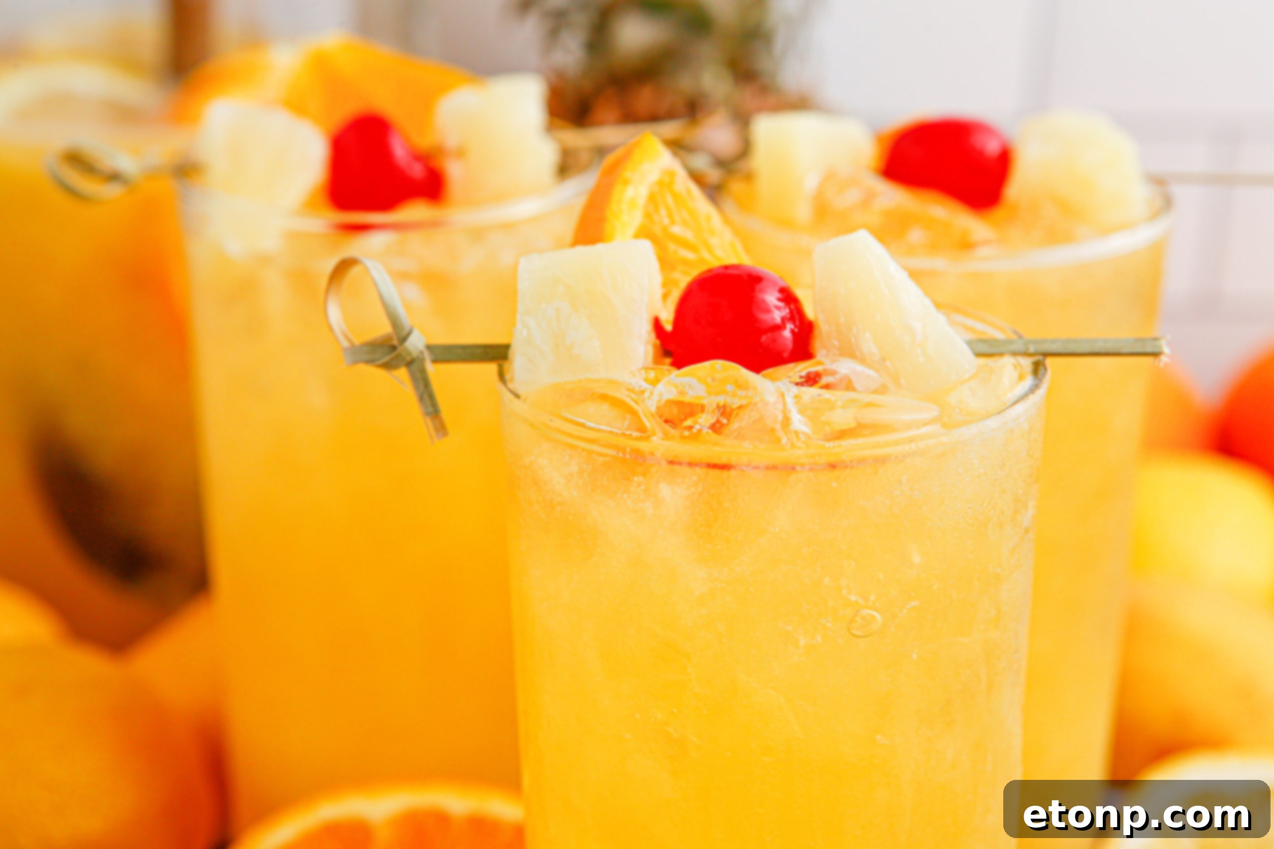 Tropical Lemonade Punch in glasses on table