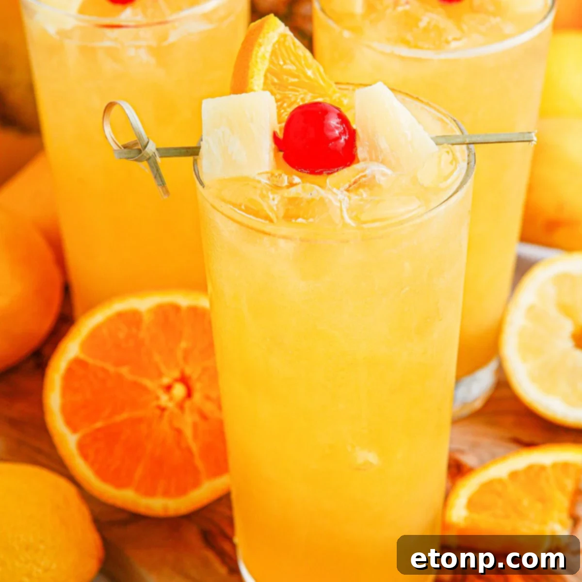 Tropical Lemonade Punch in glasses on table
