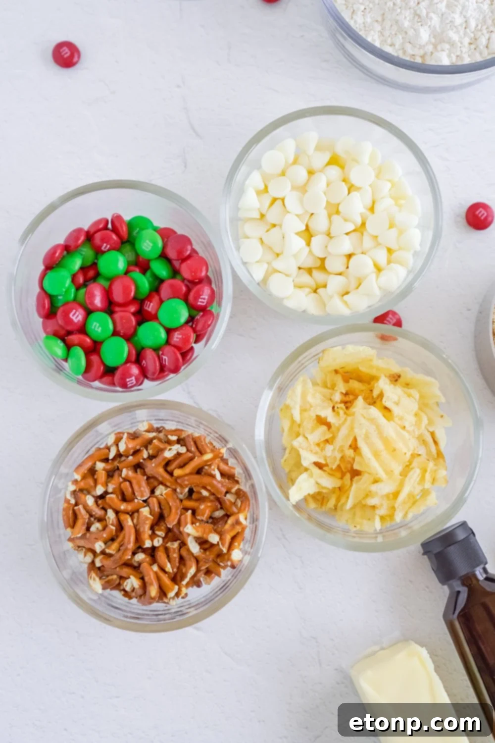 mix in ingredients for kitchen sink christmas cookies on table