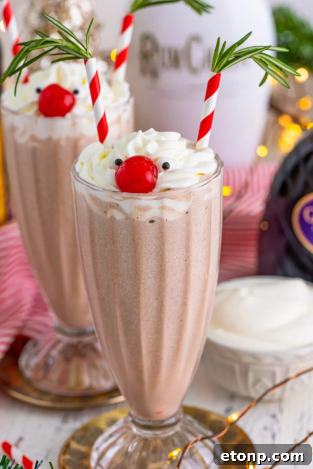 christmas milkshakes in glasses 