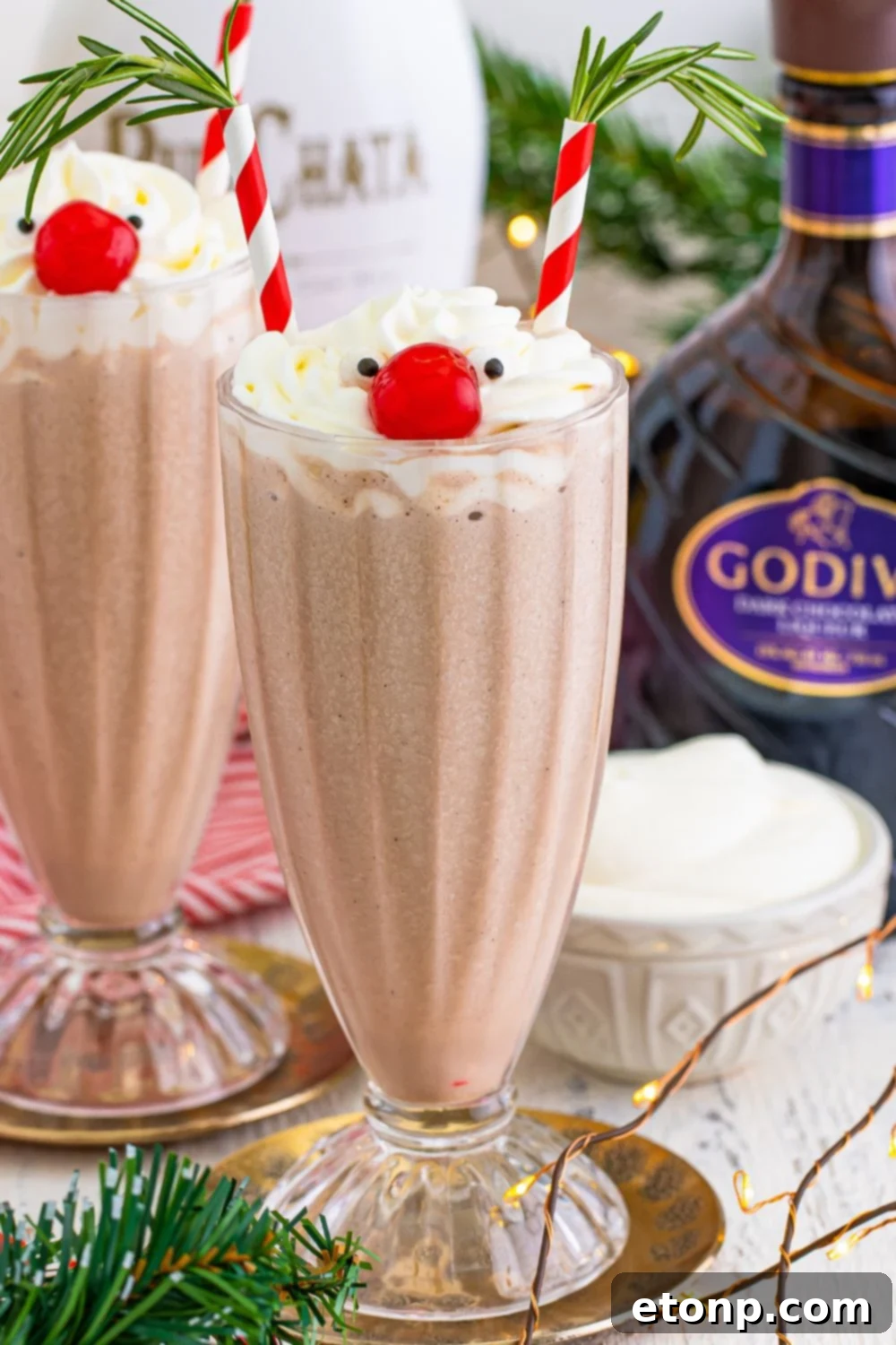 drunk reindeer milkshakes on table