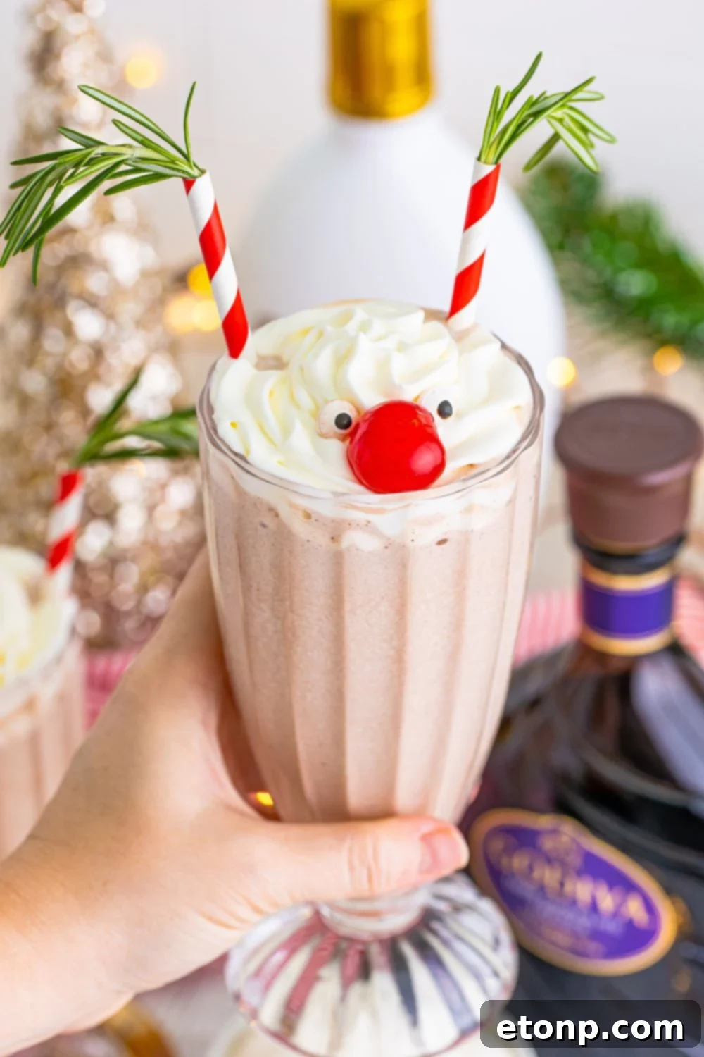 Rudolph Cocktail in hand 