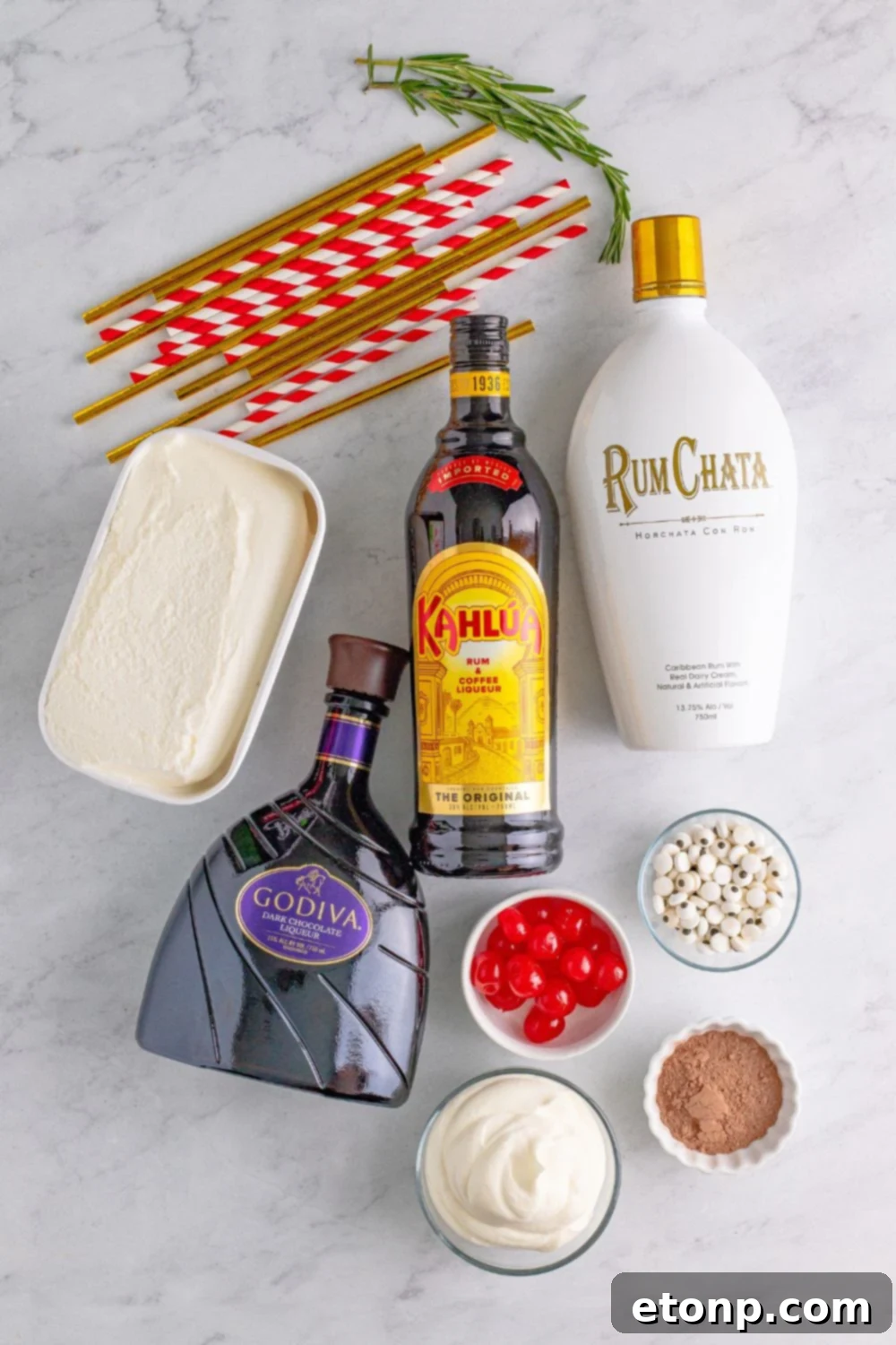 ingredients for a boozy milkshake on the table