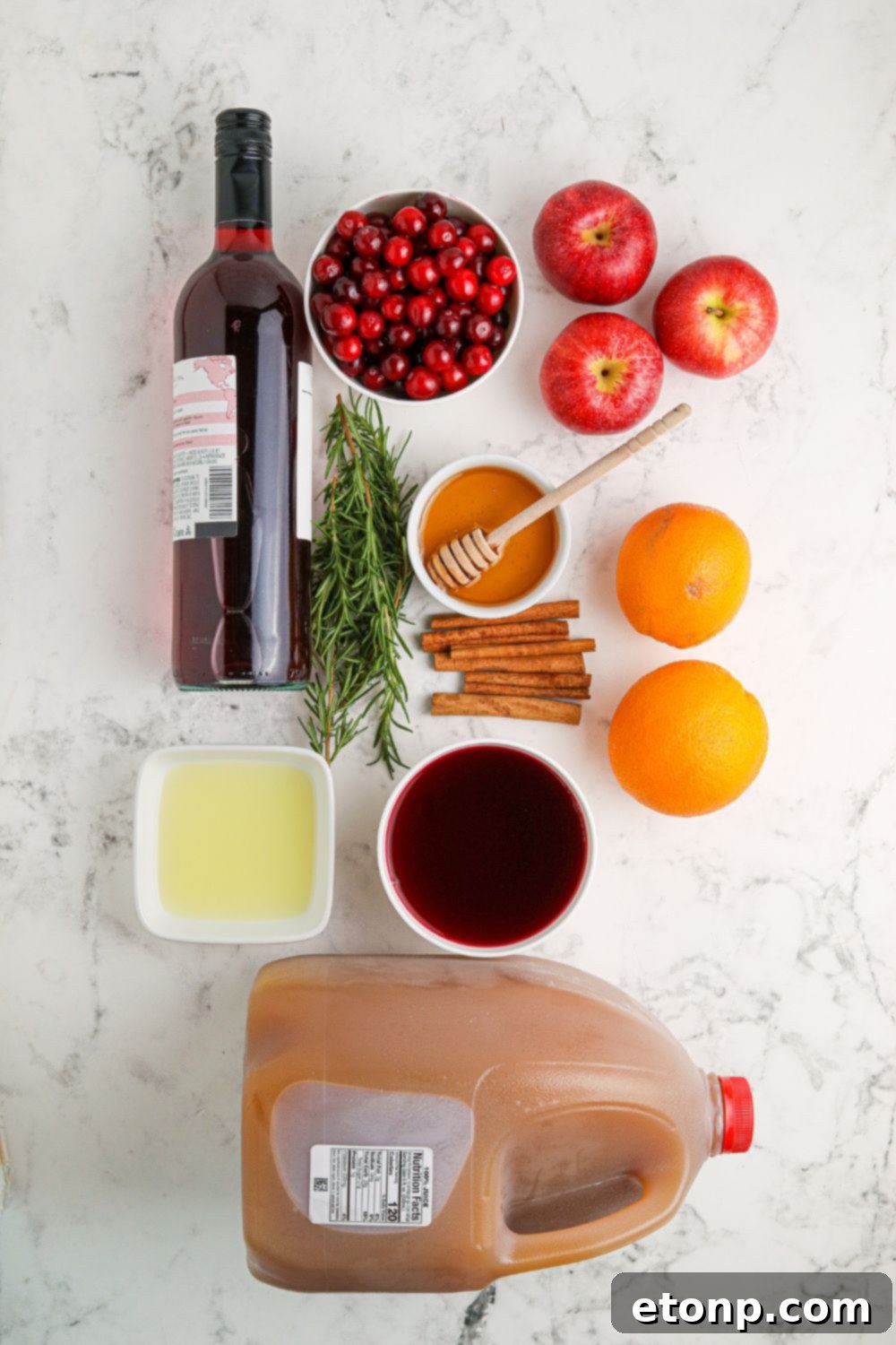 ingredients for sangria on table