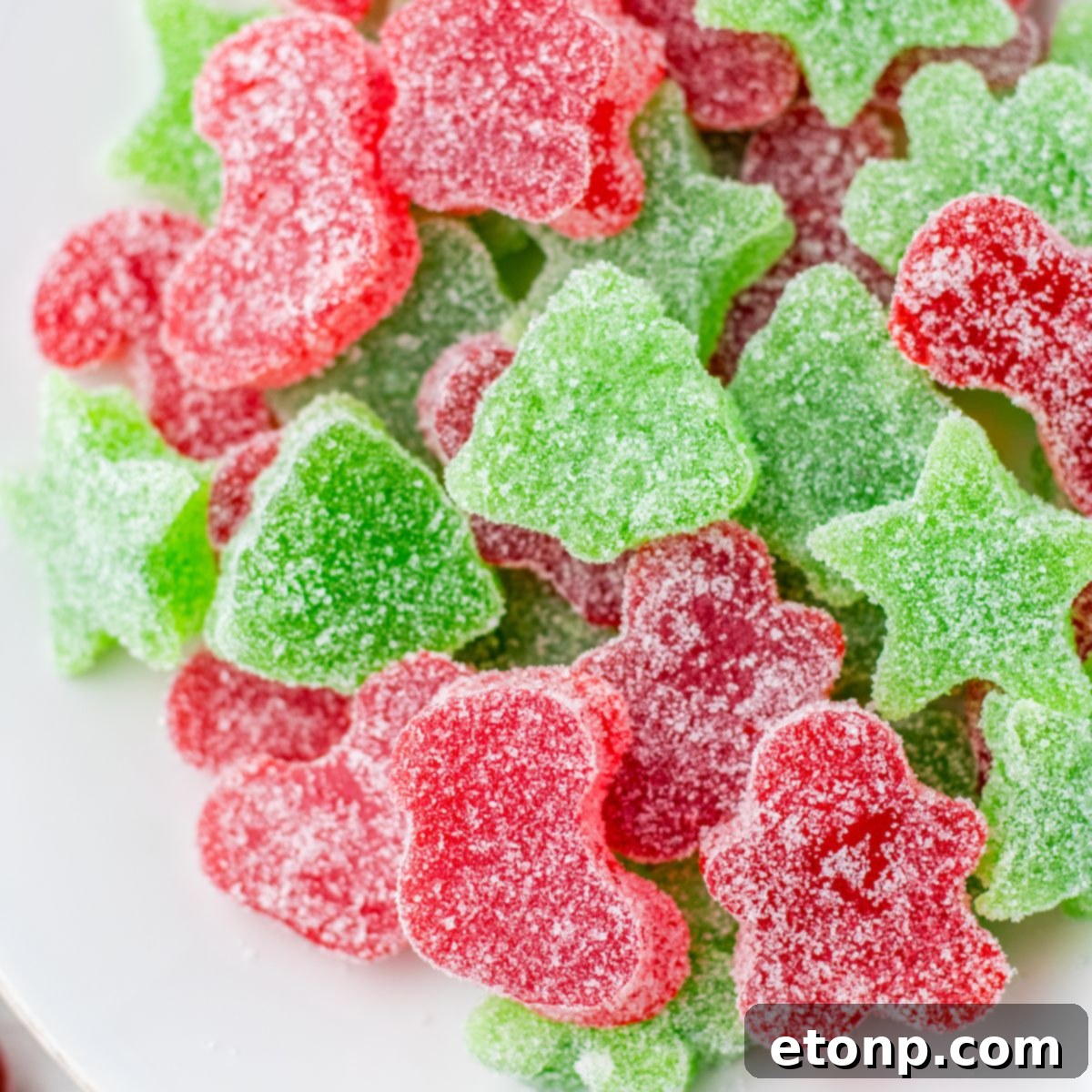 Holiday Gumdrop Gems 2 Festive Christmas Gumdrops arranged beautifully on a plate