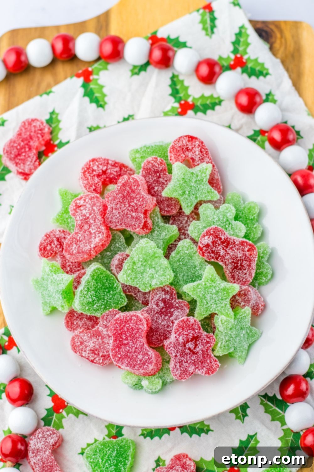 Holiday Gumdrop Gems 24 A festive plate filled with homemade Christmas Gumdrops