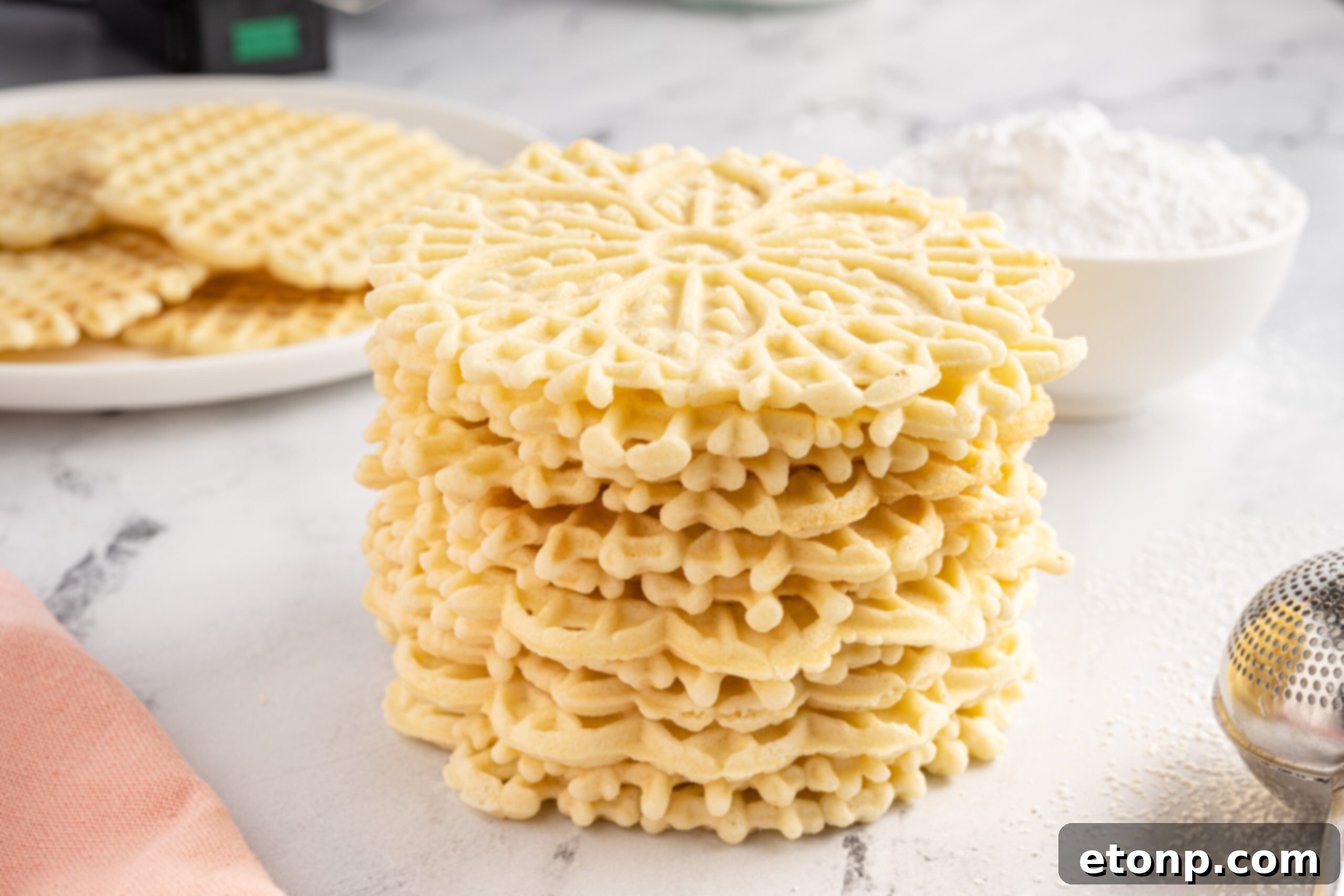 Pizzelles 17 Pizzelles stacked on top of each other