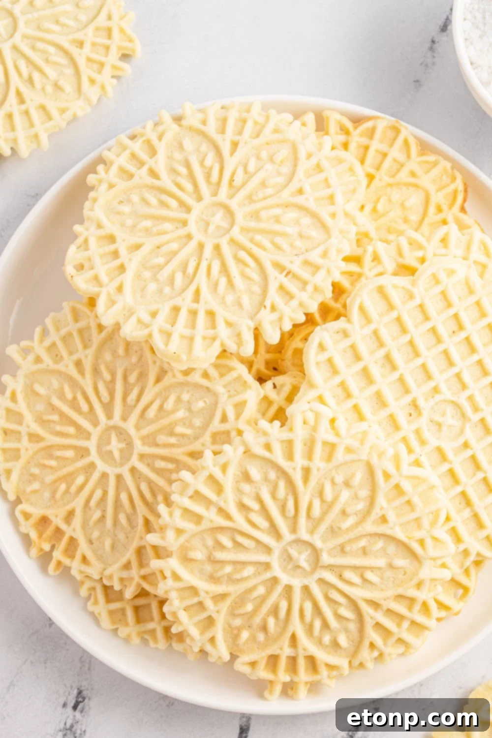 Pizzelles 26 Pizzelles stacked on plate