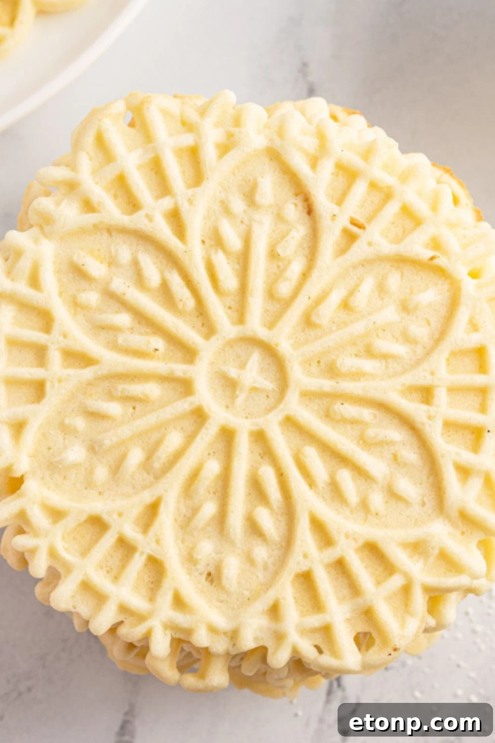 Pizzelles 5 overhead shot of italian cookies