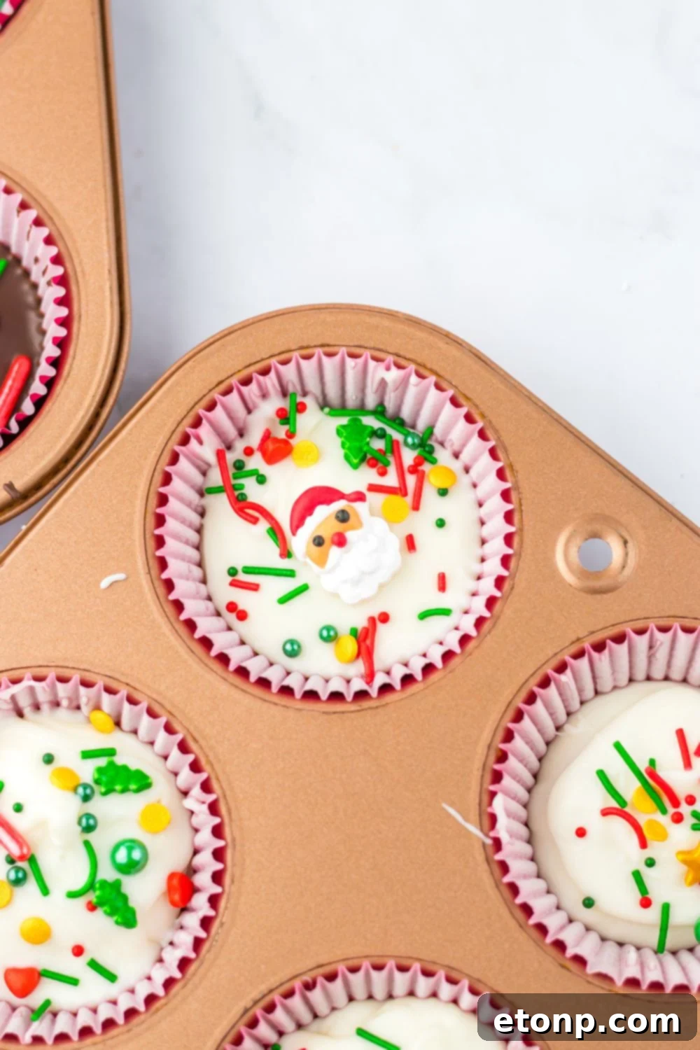 Sprinkles on top of white chocolate peanut butter cups