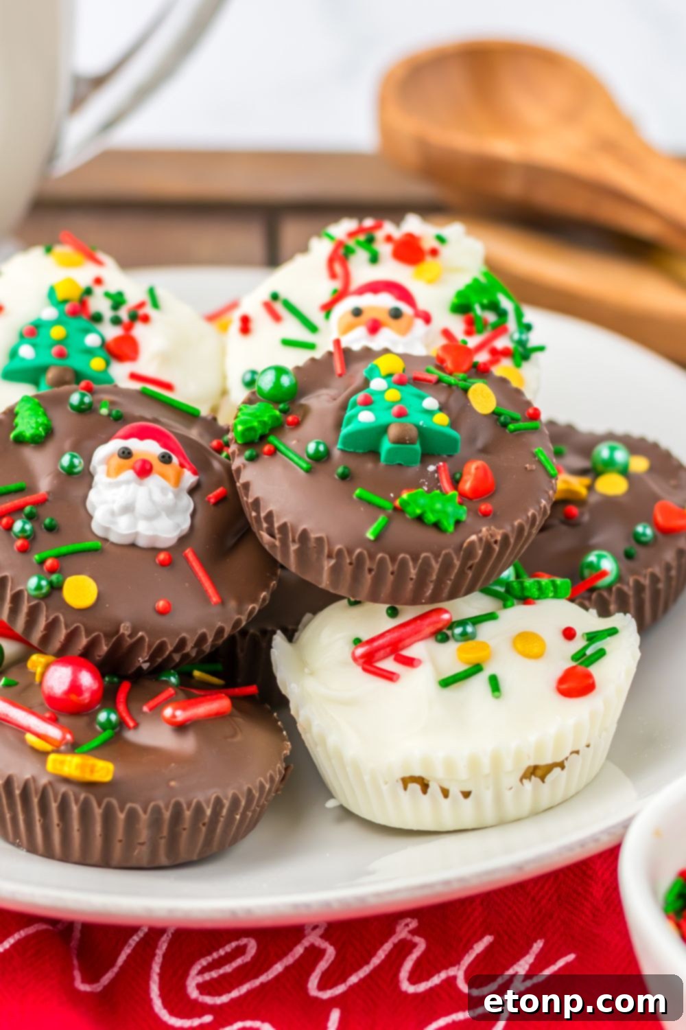 Plate with peanut butter cups on it