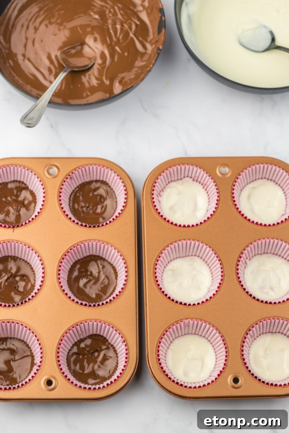 Chocolate placed in muffin cups