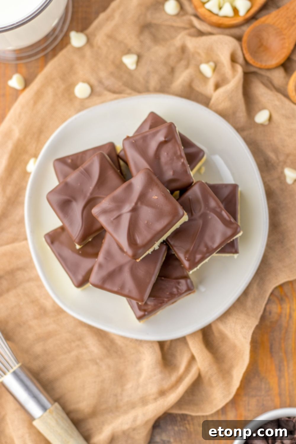 overhead shot of fudge on table