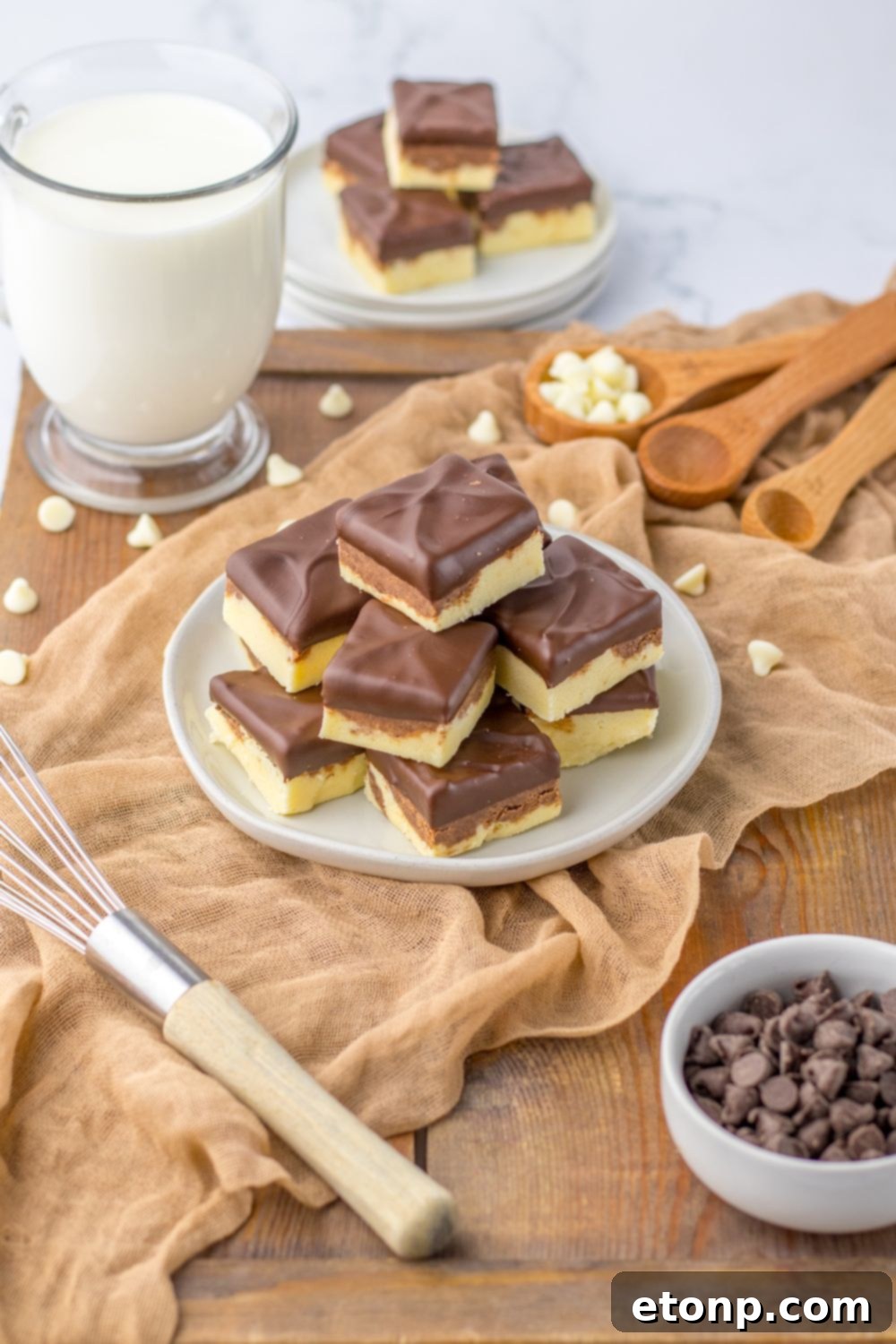 fudge on table with ingredients around it