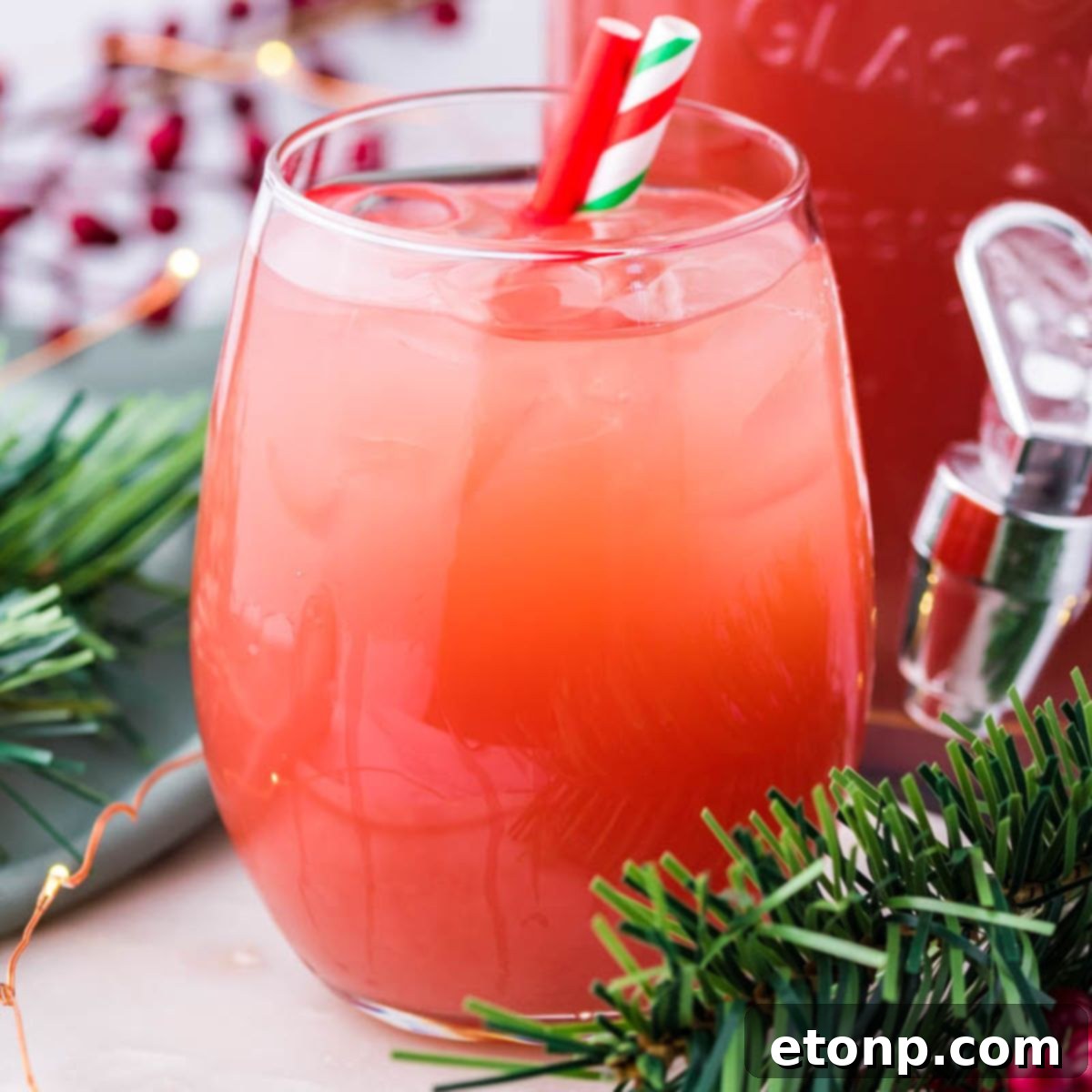 Holiday Punch in glass on table 