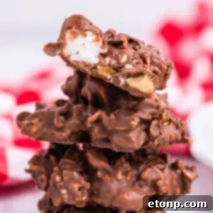 Rocky Road Candy stacked on counter