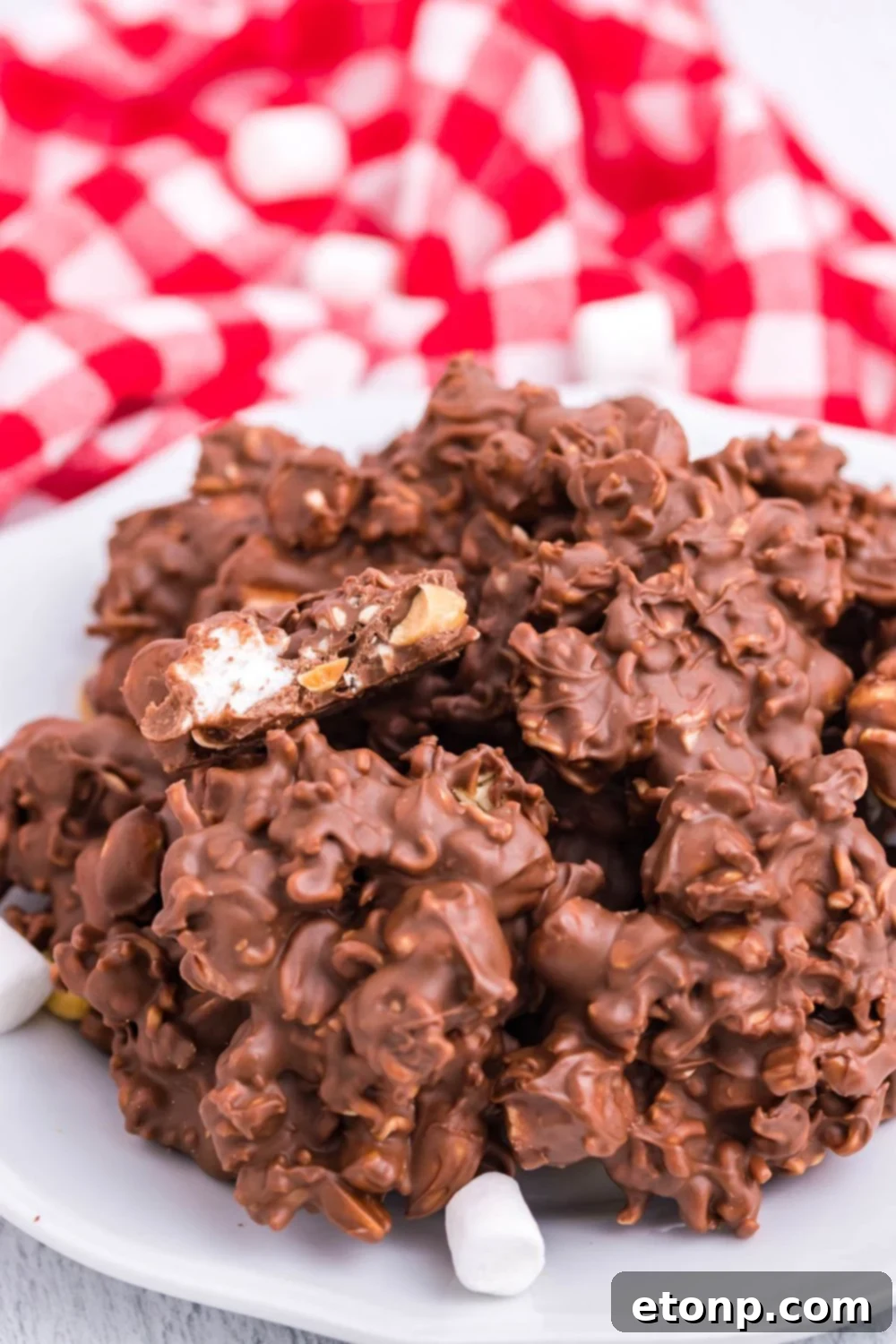 Rocky Road Candy on a plate on table