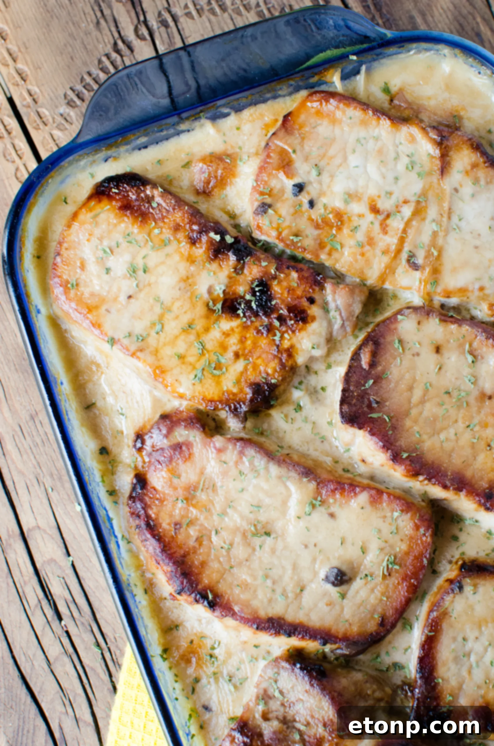 Smothered Pork Chops and Scalloped Potatoes Casserole 12 A final close-up of the Smothered Pork Chop Scalloped Potato Casserole, ready to be enjoyed.