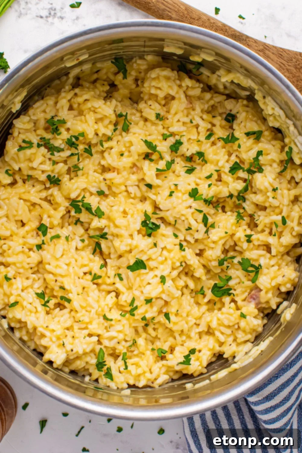 Souper Rice in a metal pan on the table 